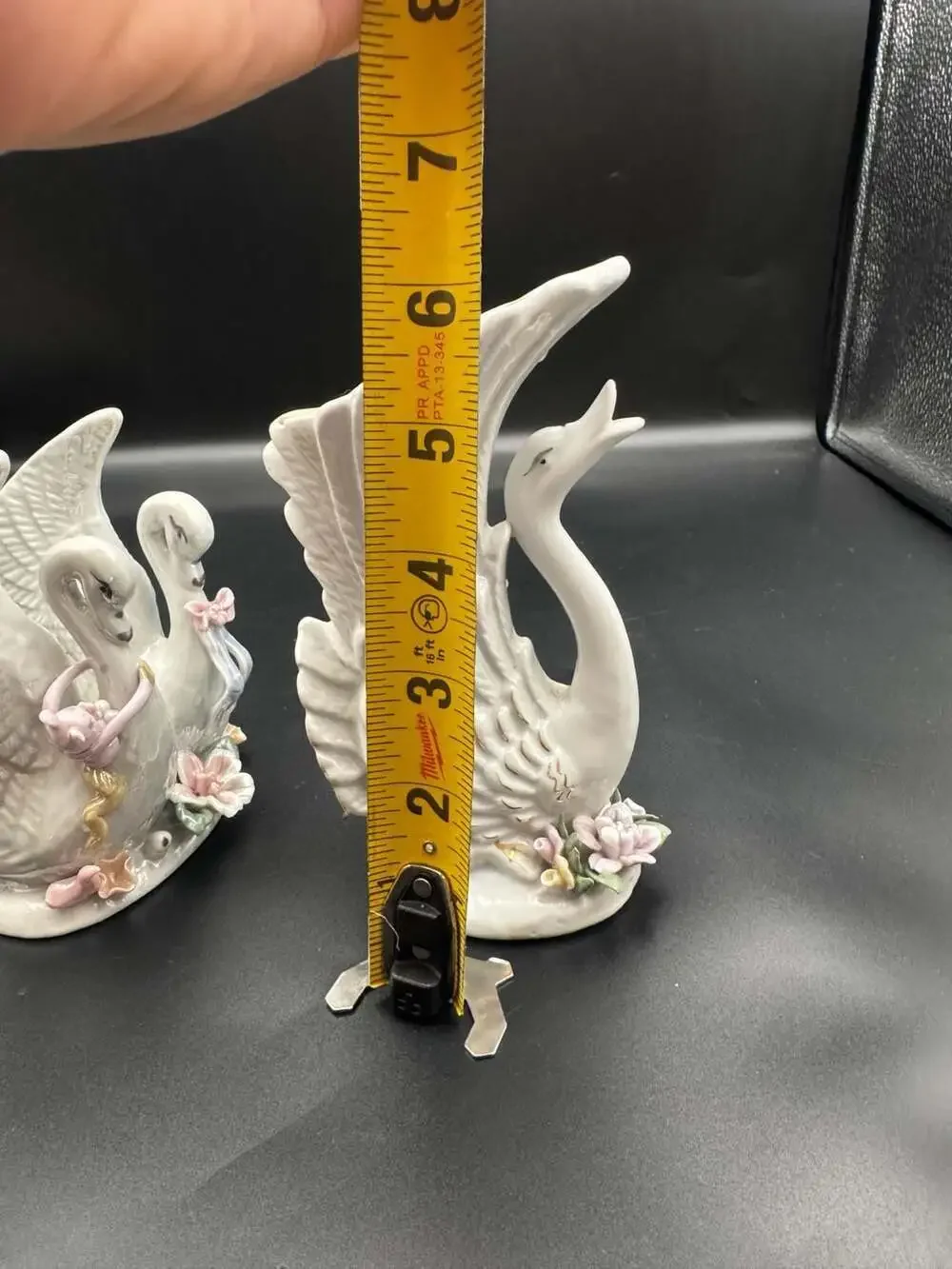 Vintage Porcelain Swan Bud Vases Set of 2 - 6